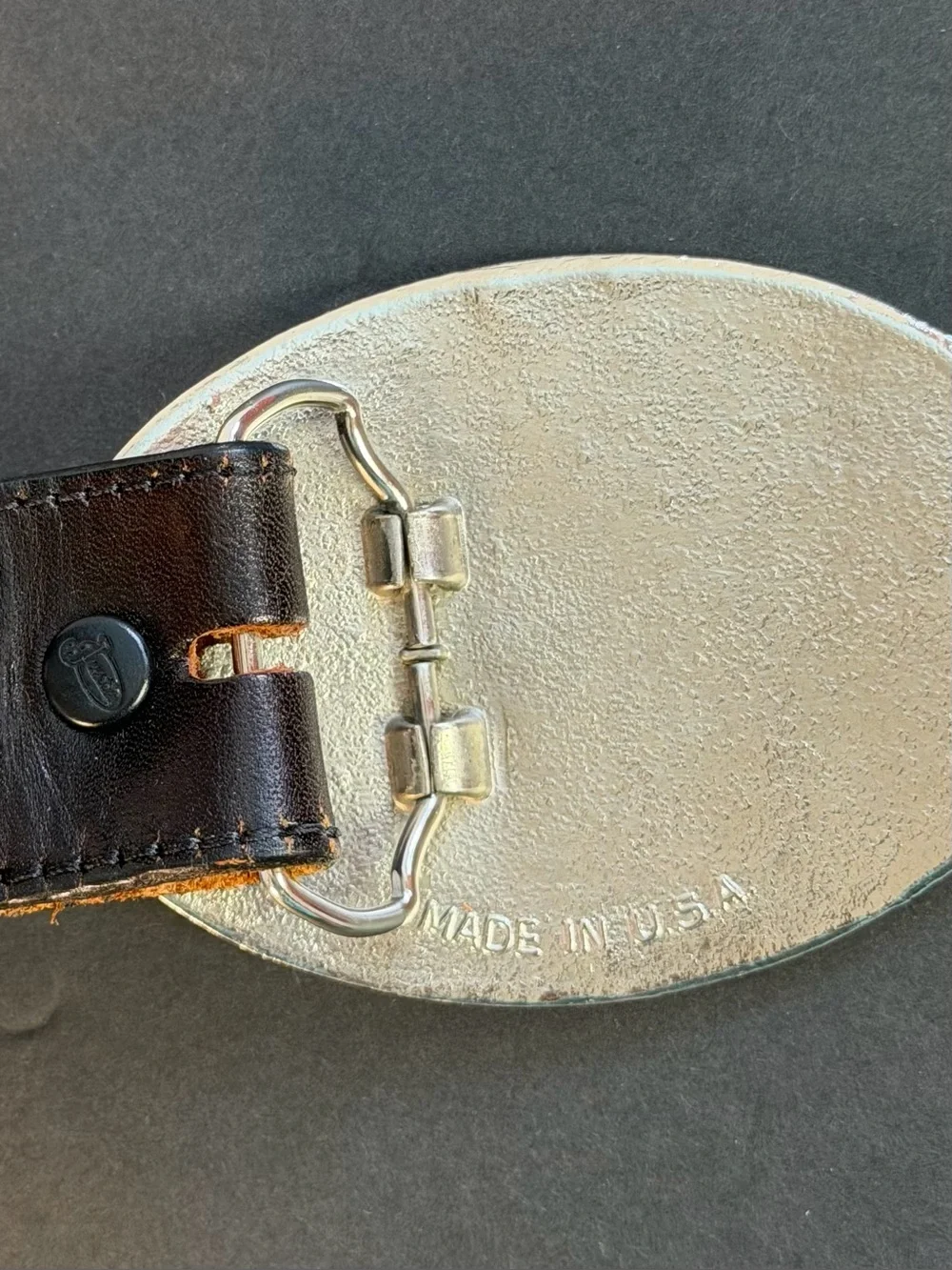Justin USA Top Grain Cowhide Tooled Leather Belt Texas Seal Buckle Sz 34